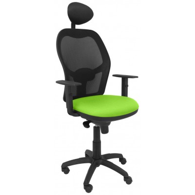PIQUERAS Y CRESPO Silla Jorquera malla negra asiento bali verde pistacho con cabecero fijo en Huesoi