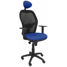 PIQUERAS Y CRESPO Silla Jorquera malla negra asiento bali azul con cabecero fijo en Huesoi