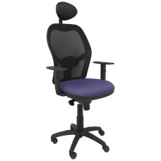 PIQUERAS Y CRESPO Silla Jorquera malla negra asiento bali azul claro con cabecero fijo en Huesoi