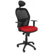 PIQUERAS Y CRESPO Silla Jorquera malla negra asiento bali rojo con cabecero fijo en Huesoi