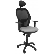 PIQUERAS Y CRESPO Silla Jorquera malla negra asiento bali gris claro con cabecero fijo en Huesoi