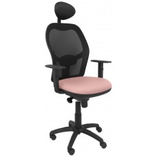 PIQUERAS Y CRESPO Silla Jorquera malla negra asiento bali rosa palido con cabecero fijo en Huesoi