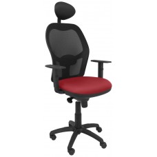 PIQUERAS Y CRESPO Silla Jorquera malla negra asiento bali granate con cabecero fijo en Huesoi