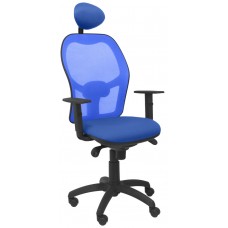 PIQUERAS Y CRESPO Silla Jorquera malla azul asiento bali azul con cabecero fijo en Huesoi