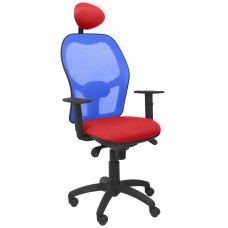 PIQUERAS Y CRESPO Silla Jorquera malla azul asiento bali rojo con cabecero fijo en Huesoi