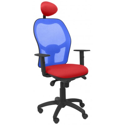 PIQUERAS Y CRESPO Silla Jorquera malla azul asiento bali rojo con cabecero fijo en Huesoi
