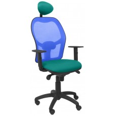PIQUERAS Y CRESPO Silla Jorquera malla azul asiento bali turquesa con cabecero fijo en Huesoi
