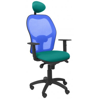 PIQUERAS Y CRESPO Silla Jorquera malla azul asiento bali turquesa con cabecero fijo en Huesoi