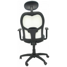 PIQUERAS Y CRESPO Silla Jorquera malla blanca asiento bali gris oscuro con cabecero fijo en Huesoi