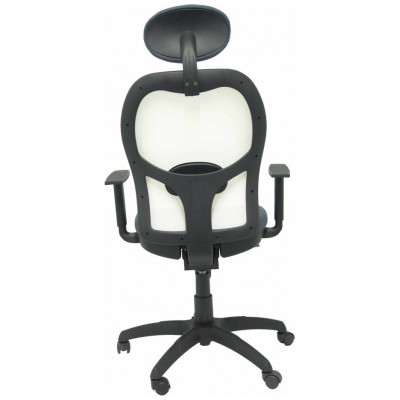 PIQUERAS Y CRESPO Silla Jorquera malla blanca asiento bali gris oscuro con cabecero fijo en Huesoi