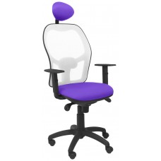 PIQUERAS Y CRESPO Silla Jorquera malla blanca asiento bali lila con cabecero fijo en Huesoi