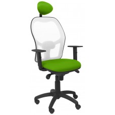 PIQUERAS Y CRESPO Silla Jorquera malla blanca asiento bali verde pistacho con cabecero fijo en Huesoi