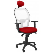 PIQUERAS Y CRESPO Silla Jorquera malla blanca asiento bali rojo con cabecero fijo en Huesoi