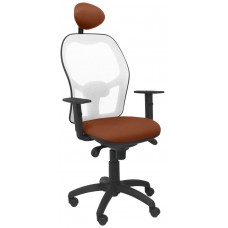 PIQUERAS Y CRESPO Silla Jorquera malla blanca asiento bali marron con cabecero fijo en Huesoi