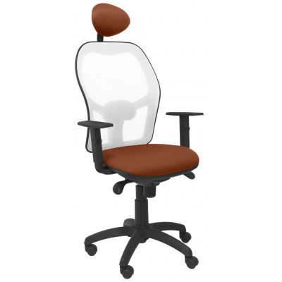 PIQUERAS Y CRESPO Silla Jorquera malla blanca asiento bali marron con cabecero fijo en Huesoi