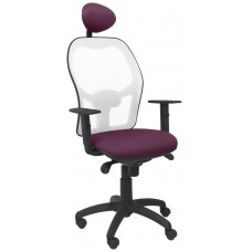 PIQUERAS Y CRESPO Silla Jorquera malla blanca asiento bali morado con cabecero fijo en Huesoi
