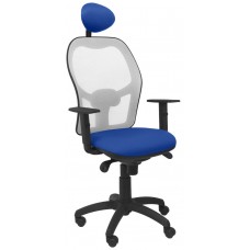 PIQUERAS Y CRESPO Silla Jorquera malla gris asiento bali azul con cabecero fijo en Huesoi