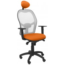 PIQUERAS Y CRESPO Silla Jorquera malla gris asiento bali naranja con cabecero fijo en Huesoi