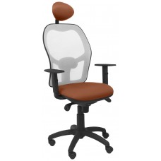 PIQUERAS Y CRESPO Silla Jorquera malla gris asiento bali marron con cabecero fijo en Huesoi