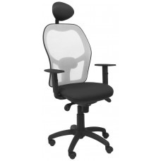 PIQUERAS Y CRESPO Silla Jorquera malla gris asiento bali negro con cabecero fijo en Huesoi