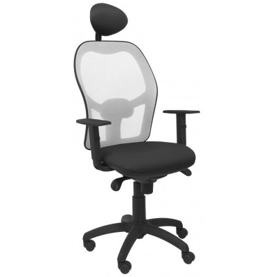 PIQUERAS Y CRESPO Silla Jorquera malla gris asiento bali negro con cabecero fijo en Huesoi