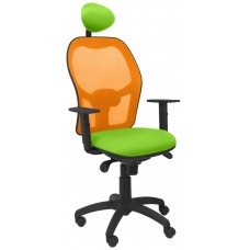 PIQUERAS Y CRESPO Silla Jorquera malla naranja asiento bali verde pistacho con cabecero fijo en Huesoi
