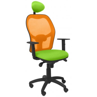 PIQUERAS Y CRESPO Silla Jorquera malla naranja asiento bali verde pistacho con cabecero fijo en Huesoi
