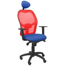 PIQUERAS Y CRESPO Silla Jorquera malla roja asiento bali azul con cabecero fijo en Huesoi