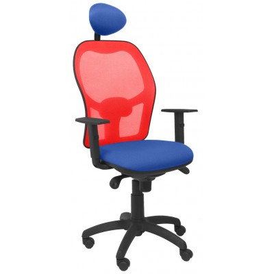 PIQUERAS Y CRESPO Silla Jorquera malla roja asiento bali azul con cabecero fijo en Huesoi