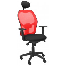 PIQUERAS Y CRESPO Silla Jorquera malla roja asiento bali negro con cabecero fijo en Huesoi