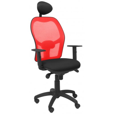 PIQUERAS Y CRESPO Silla Jorquera malla roja asiento bali negro con cabecero fijo en Huesoi