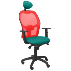 PIQUERAS Y CRESPO Silla Jorquera malla roja asiento bali turquesa con cabecero fijo en Huesoi