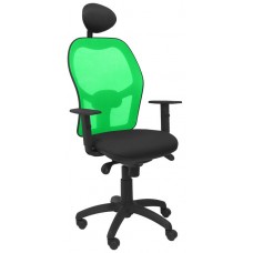 PIQUERAS Y CRESPO Silla Jorquera malla verde asiento bali negro con cabecero fijo en Huesoi