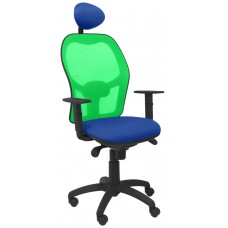 PIQUERAS Y CRESPO Silla Jorquera malla verde asiento bali azul con cabecero fijo en Huesoi