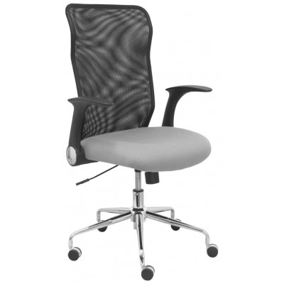 PIQUERAS Y CRESPO Silla Minaya respaldo malla negro asiento bali gris claro en Huesoi