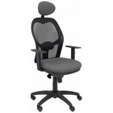 PIQUERAS Y CRESPO Silla Jorquera malla negra asiento bali gris oscuro con cabecero fijo en Huesoi