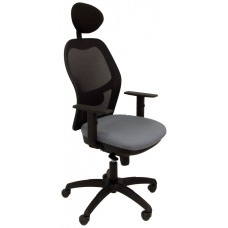 PIQUERAS Y CRESPO Silla Jorquera malla negra asiento bali gris con cabecero fijo en Huesoi