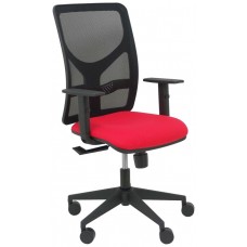 PIQUERAS Y CRESPO Silla Motilla malla negra asiento bali rojo brazo regulable en Huesoi