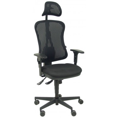 PIQUERAS Y CRESPO Silla Agudo sincro malla negra asiento tela negro brazos regulables con cabecero. ¡Ultimas unidades!! en Huesoi