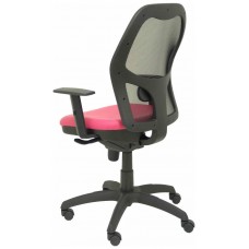 PIQUERAS Y CRESPO Silla Jorquera malla negra asiento similpiel rosa en Huesoi