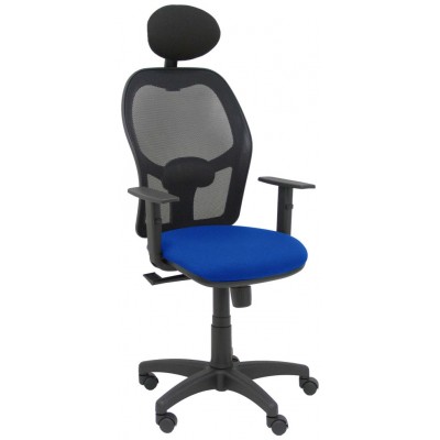 PIQUERAS Y CRESPO Silla Alocen malla negra asiento bali azul brazos regulables cabecero fijo en Huesoi