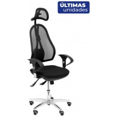 PIQUERAS Y CRESPO Silla Socuellamos sincro malla negra asiento tela negra brazos regulables con cabecero ¡Ultimas unidades!! en Huesoi