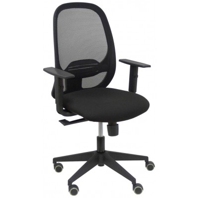 PIQUERAS Y CRESPO Silla Cilanco negra malla negra asiento bali negro brazo regulable. en Huesoi