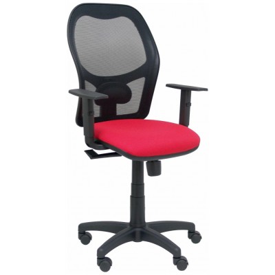 PIQUERAS Y CRESPO Silla Alocen malla negra asiento bali rojo brazos regulables en Huesoi