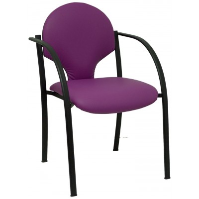 PIQUERAS Y CRESPO Pack 2 sillas Hellin chasis negro similpiel morado en Huesoi
