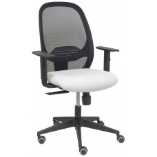 PIQUERAS Y CRESPO Silla Cilanco negra malla negra asiento bali blanco brazo regulable. en Huesoi