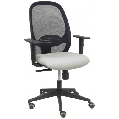 PIQUERAS Y CRESPO Silla Cilanco negra malla negra asiento bali gris claro brazo regulable. en Huesoi