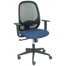 PIQUERAS Y CRESPO Silla Cilanco negra malla negra asiento bali azul marino brazo regulable en Huesoi