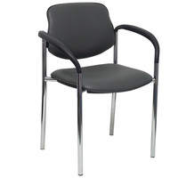 PIQUERAS Y CRESPO NOWY STYL Silla fija Styl similpiel gris oscuro chasis cromo con brazos en Huesoi PIQUERAS Y CRESPO NOWY STYL Silla fija Styl similpiel gris oscuro chasis cromo con brazos en Huesoi