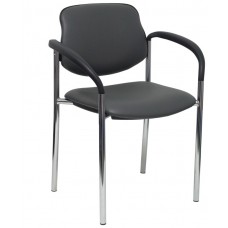 PIQUERAS Y CRESPO NOWY STYL Silla fija Styl similpiel gris oscuro chasis cromo con brazos en Huesoi